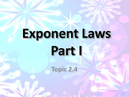 Exponent Laws I