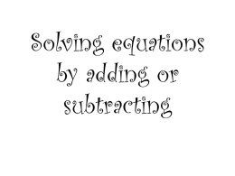 Adding/Subtracting Equations