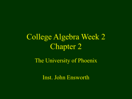 College Algebra Week 2