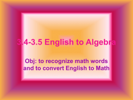 3.4-3.5 English to Algebra