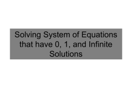 System of Equations: 0, 1, and Infinite Solutions