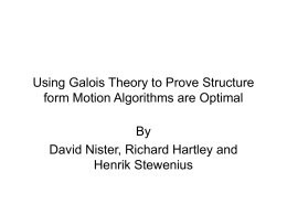 Using Galois Theory to Prove Structure form Motion Algorithms are