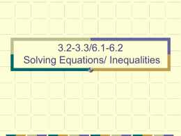 3.2-3.3 Solving Equations