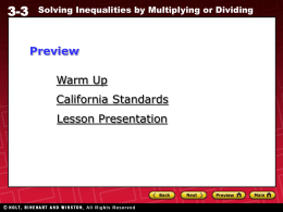 3-3 Solving Inequalities by Multiplying or Dividing