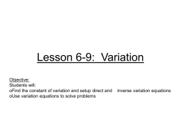 Lesson 6-9: Variation