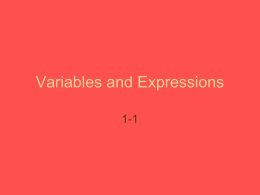 Variables and Expressions - Crest Ridge R-VII