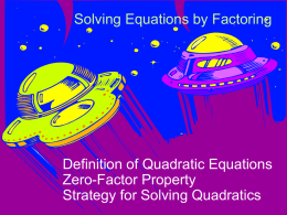 Section 5.6 Solving Quadratic Equations by Factoring