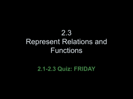 2.3 Represent Relations and Functions