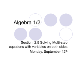 Section 2.5 Solving Equations with variables on both sides