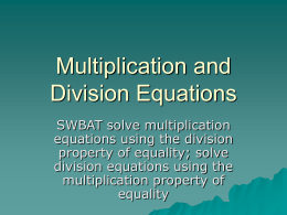 Multiplication and Division Equations