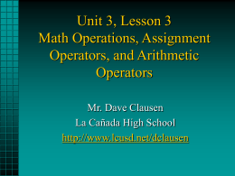 Unit 3 Lesson 3 Assignment Operator