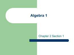Algebra 1 - My Teacher Pages