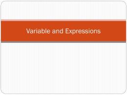Variable and Expressions