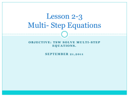 Lesson 2-3 Multi- Step Equations