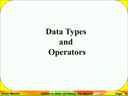 on Data Type and operations - California State University San Marcos