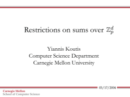 Restrictions - Carnegie Mellon School of Computer Science