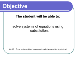 Solving Systems with Substitution