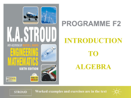 F02 Introduction to algebra Powerpoint