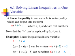 Solving Linear Inequalities in One Variable