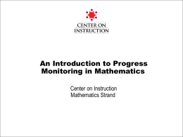 An Introduction to Progress Monitoring in Mathematics