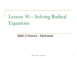 Lesson 30 – Solving Radical Equations