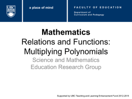 Multiplying Polynomials I Solution Multiplying Polynomials II