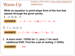 write a linear equation in standard form. - PMS-Math