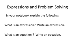 Expressions and Problem Solving