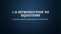 1.8 Introduction to equations
