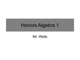 Honors Algebra 1