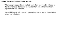 LINEAR SYSTEMS – Substitution Method