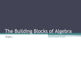 The Building Blocks of Algebra