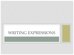 Writing expressions
