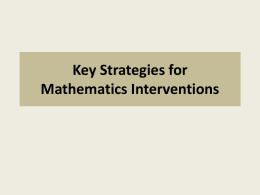Key Strategies for Mathematics Interventions - elementary