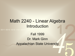 Math 2240 - Linear Algebra - Appalachian State University
