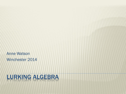Lurking algebra 2014