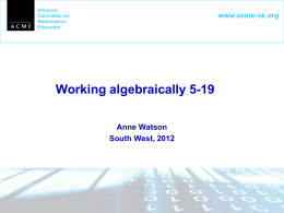 Working algebraically 2012
