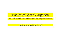 Basics of Matrix Algebra