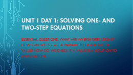 Unit 1 Day 1: Solving One- and Two
