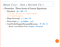 Brief Calc * Sem 1 Review Ch 1