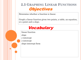2.3 Graphing Linear Functions - ASB Bangna