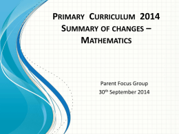 New Curriculum Changes - Maths - st bernadette catholic primary