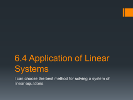 6.4 Application of Linear Systems