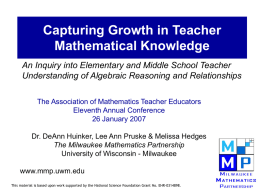 The Mathematical Knowledge Teachers Need