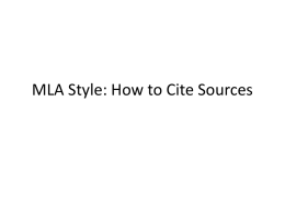 MLA Style: How to Cite Sources