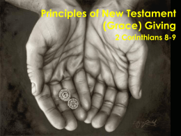 Principles of New Testament (Grace) Giving