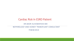 Cardiac Risk In ESRD Patient - Saudi Society of Nephrology