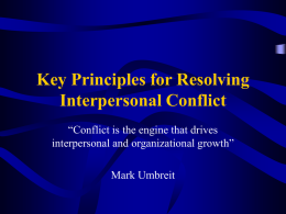 Key Principles for Resolving Interpersonal Conflict