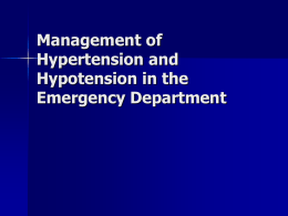 Management of Hypertension in the Emergency Department