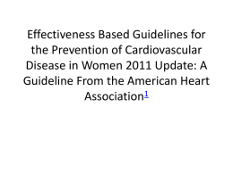 Effectiveness Based Guidelines for the Prevention of Cardiovascular